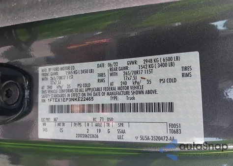 2022 Ford F-150 Xl from USA, damaged, VIN 1FTEX1EP3NKE22465